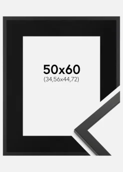 Ramme Trendy Sort 50x60 cm - Passepartout Sort 14x18 inches