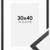 Ramme Trendy Sort 30x40 cm - Passepartout Hvid 8x12 inches