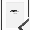 Ramme Trendy Sort 30x40 cm - Passepartout Hvid 21x30 cm