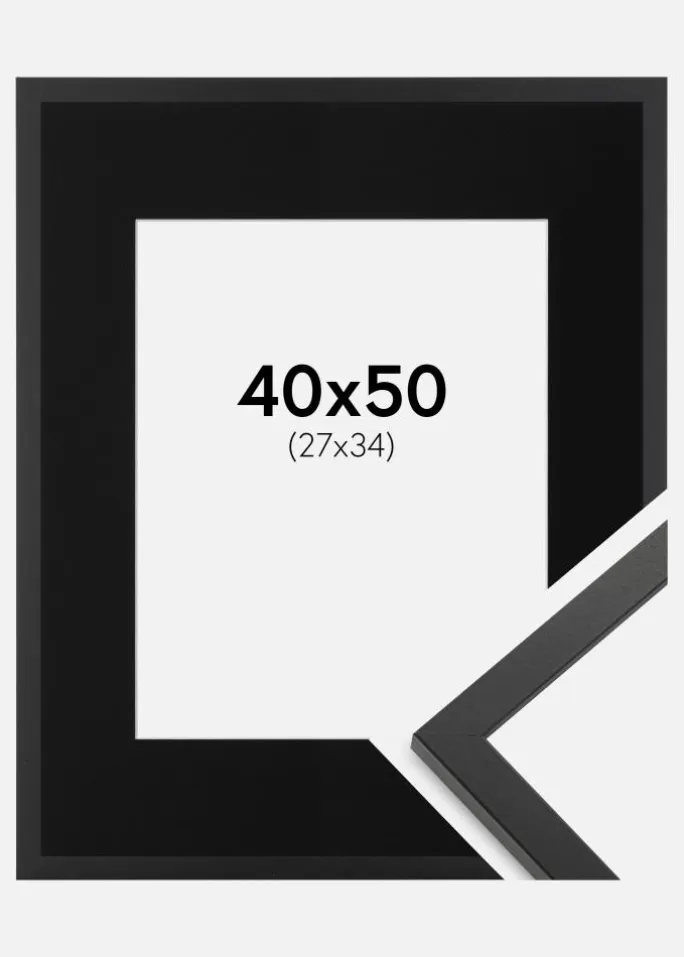 Ramme Trendy Sort 40x50 cm - Passepartout Sort 28x35 cm
