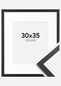 Ramme Trendy Sort 30x35 cm - Passepartout Hvid 21x25 cm