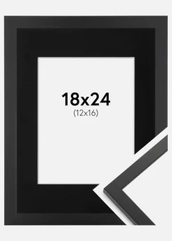 Ramme Trendy Sort 18x24 cm - Passepartout Sort 13x17 cm