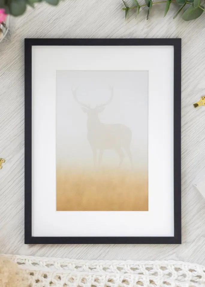 Ramme Trendy Sort 40x50 cm - Passepartout Hvid 28x35 cm