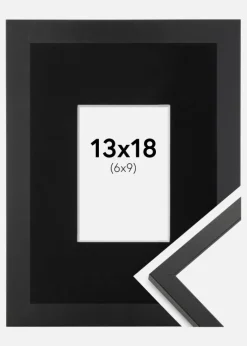 Ramme Trendy Sort 13x18 cm - Passepartout Sort 7x10 cm