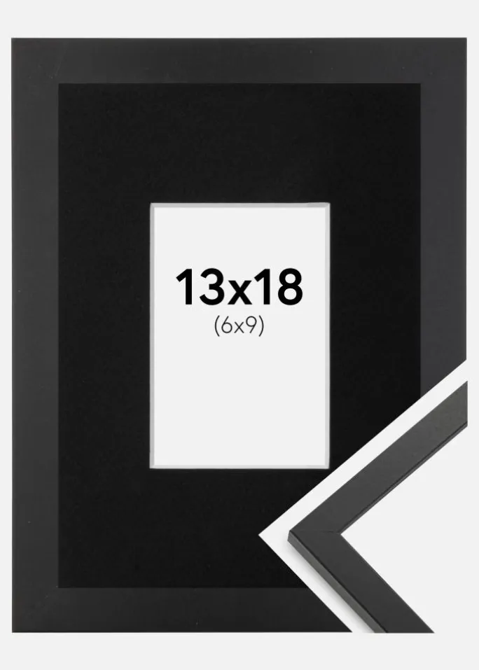 Ramme Trendy Sort 13x18 cm - Passepartout Sort 7x10 cm