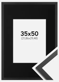 Ramme Trendy Sort 35x50 cm - Passepartout Sort 9x12 inches