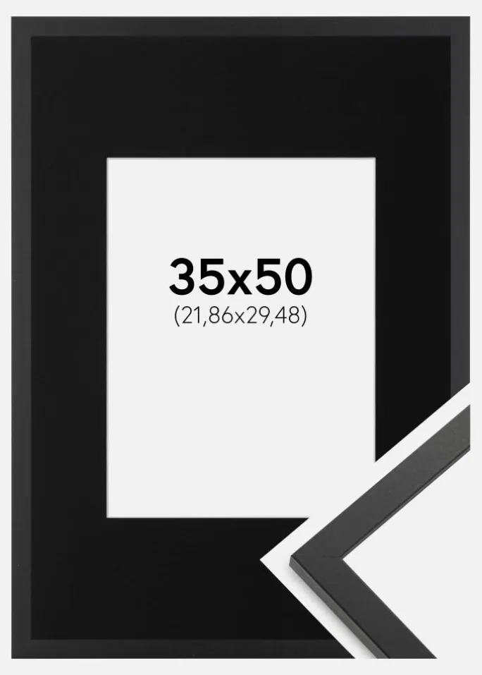 Ramme Trendy Sort 35x50 cm - Passepartout Sort 9x12 inches
