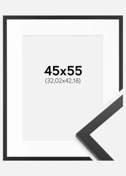 Ramme Trendy Sort 45x55 cm - Passepartout Hvid 13x17 inches