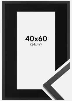 Ramme Trendy Sort 40x60 cm - Passepartout Sort 25x50 cm