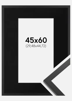 Ramme Trendy Sort 45x60 cm - Passepartout Sort 12x18 inches