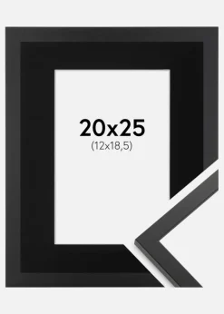 Ramme Trendy Sort 20x25 cm - Passepartout Sort 13x19,5 cm