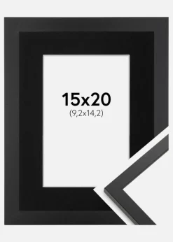 Ramme Trendy Sort 15x20 cm - Passepartout Sort 4x6 inches