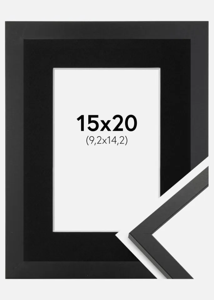 Ramme Trendy Sort 15x20 cm - Passepartout Sort 4x6 inches