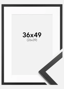 Ramme Trendy Sort 36x49 cm - Passepartout Hvid 27x40 cm