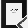 Ramme Trendy Sort 40x50 cm - Passepartout Sort 27,5x37 cm