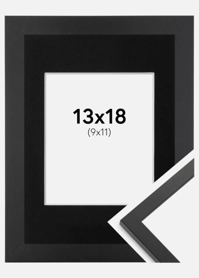 Ramme Trendy Sort 13x18 cm - Passepartout Sort 10x12 cm