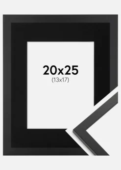 Ramme Trendy Sort 20x25 cm - Passepartout Sort 14x18 cm