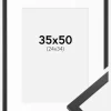 Ramme Trendy Sort 35x50 cm - Passepartout Hvid 25x35 cm