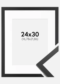 Ramme Trendy Sort 24x30 cm - Passepartout Hvid 7x9 inches