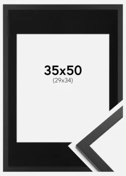 Ramme Trendy Sort 35x50 cm - Passepartout Sort 30x35 cm