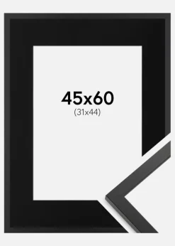 Ramme Trendy Sort 45x60 cm - Passepartout Sort 32x45 cm