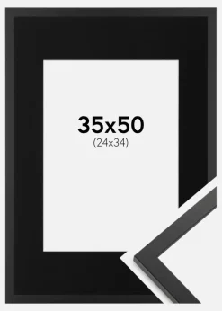 Ramme Trendy Sort 35x50 cm - Passepartout Sort 25x35 cm