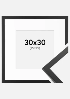 Ramme Trendy Sort 30x30 cm - Passepartout Hvid 20x20 cm