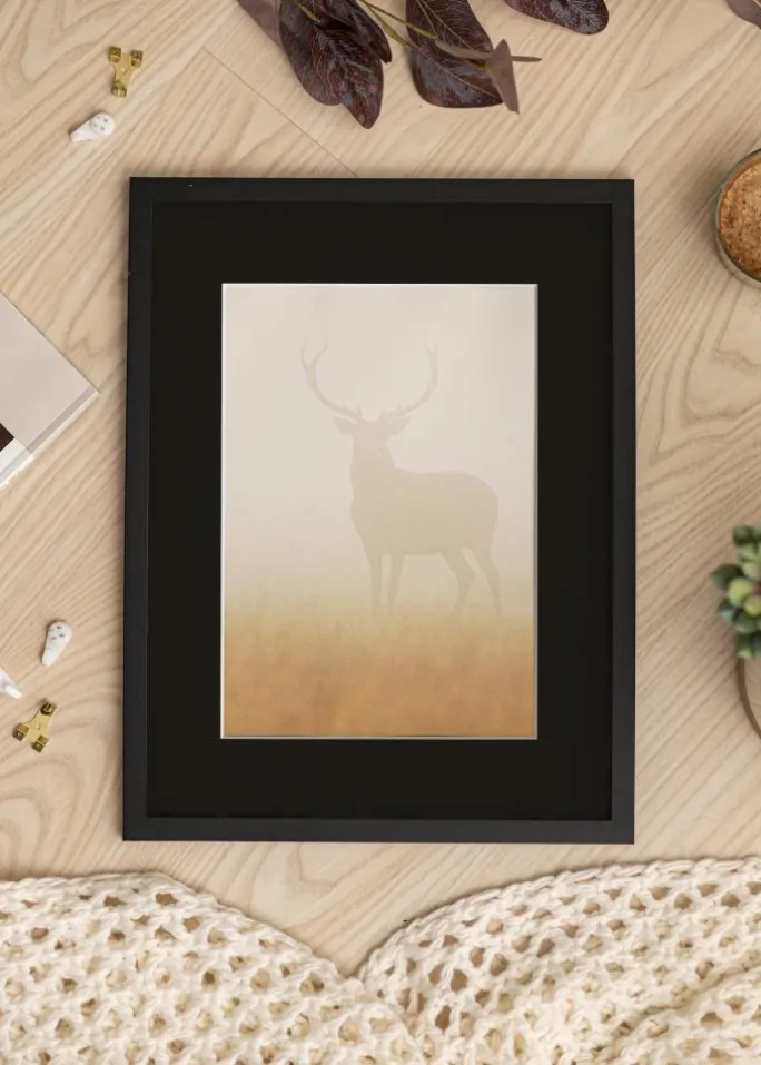 Ramme Trendy Sort 20x25 cm - Passepartout Sort 5x7 inches