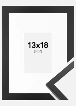 Ramme Trendy Sort 13x18 cm - Passepartout Hvid 7x10 cm