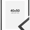 Ramme Trendy Sort 40x50 cm - Passepartout Hvid 29,7x42 cm (A3)