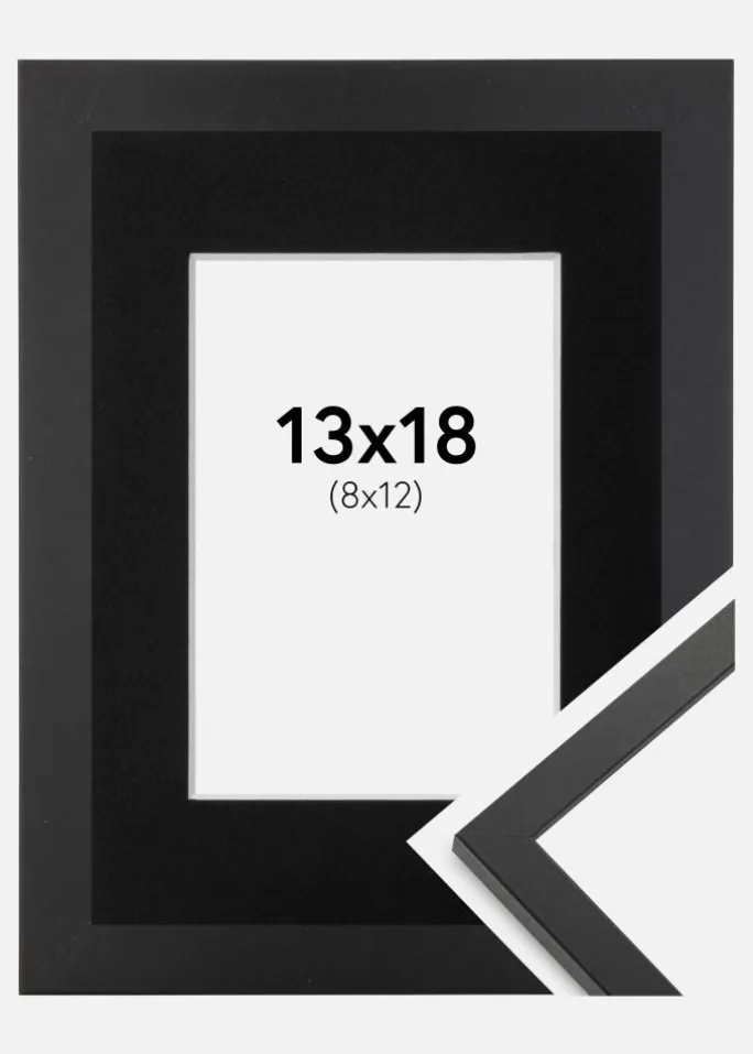 Ramme Trendy Sort 13x18 cm - Passepartout Sort 9x13 cm
