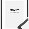 Ramme Trendy Sort 38x52 cm - Passepartout Hvid 11x16 inches