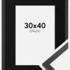 Ramme Trendy Sort 30x40 cm - Passepartout Sort 20x30 cm