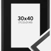 Ramme Trendy Sort 30x40 cm - Passepartout Sort 8x12 inches