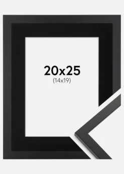 Ramme Trendy Sort 20x25 cm - Passepartout Sort 15x20 cm