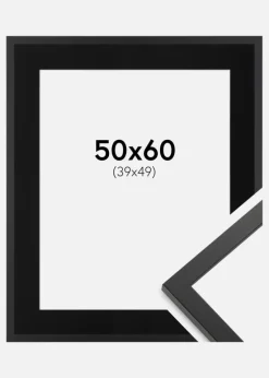 Ramme Trendy Sort 50x60 cm - Passepartout Sort 40x50 cm