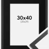 Ramme Trendy Sort 30x40 cm - Passepartout Sort 21x30 cm