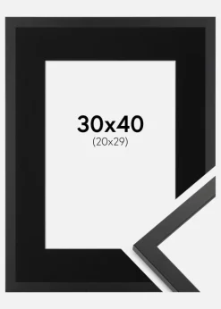 Ramme Trendy Sort 30x40 cm - Passepartout Sort 21x30 cm