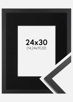 Ramme Trendy Sort 24x30 cm - Passepartout Sort 6x8 inches