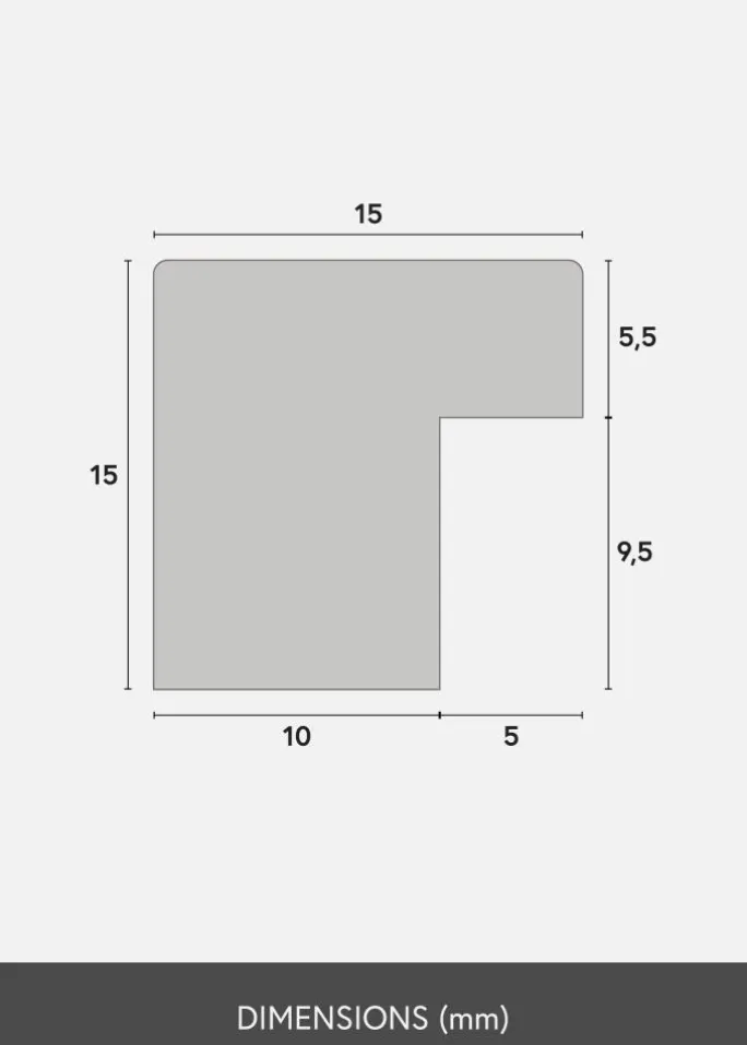 Ramme Trendy Sort 15x20 cm - Passepartout Hvid 10x15 cm