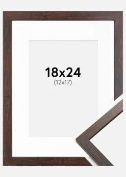 Ramme Trendy Valnød 18x24 cm - Passepartout Hvid 13x18 cm