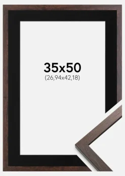 Ramme Trendy Valnød 35x50 cm - Passepartout Sort 11x17 inches