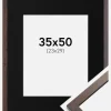 Ramme Trendy Valnød 35x50 cm - Passepartout Sort 24x30 cm