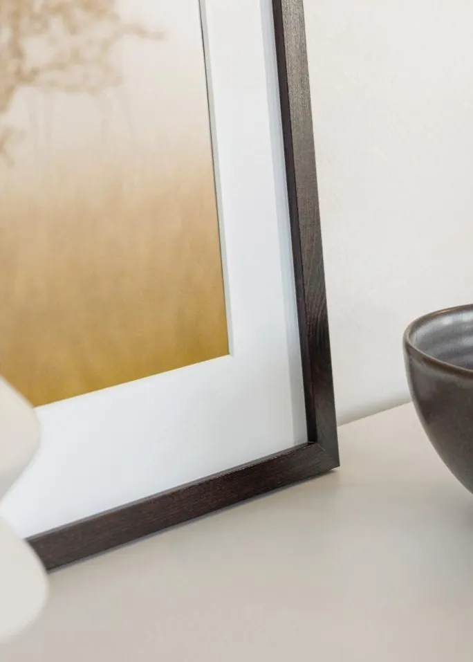 Ramme Trendy Valnød 13x18 cm - Passepartout Hvid 7x10 cm