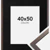Ramme Trendy Valnød 40x50 cm - Passepartout Sort 27x35 cm