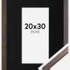 Ramme Trendy Valnød 20x30 cm - Passepartout Sort 10x20 cm