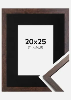 Ramme Trendy Valnød 20x25 cm - Passepartout Sort 5x7 inches