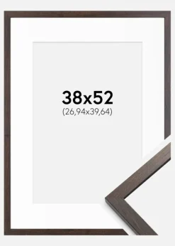 Ramme Trendy Valnød 38x52 cm - Passepartout Hvid 11x16 inches