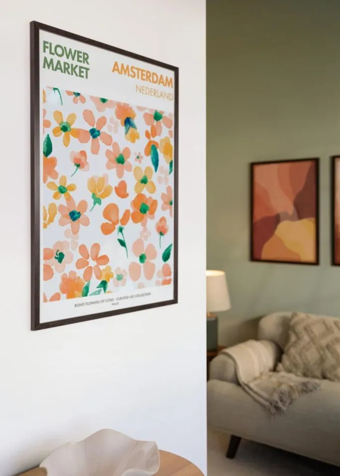 Ramme Trendy Valnød 45x60 cm - Passepartout Hvid 12x18 inches