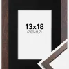 Ramme Trendy Valnød 13x18 cm - Passepartout Sort 3,5x5 inches